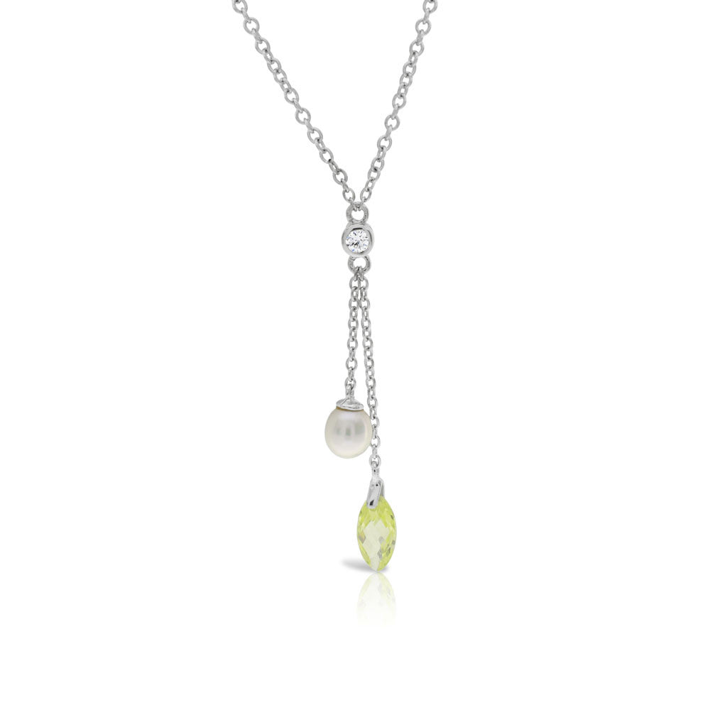 Pearl and peridot beaded necklace - Evolution | NOVICA